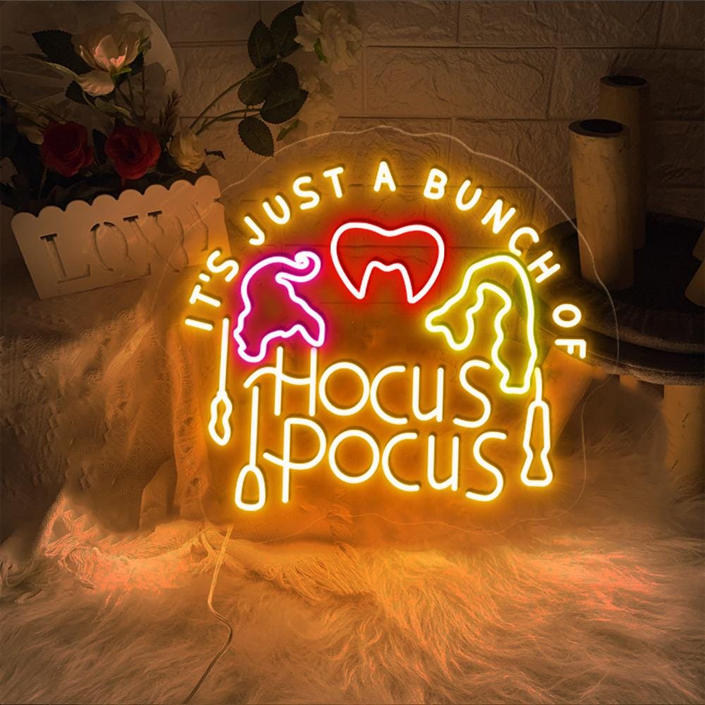 It's Just a Bunch of Hocus Pocus Noen Sign, Halloween Party Noen, Hocus Pocus, Sanderson Sisters Neon, Halloween Noen , 2024 Halloween Neon