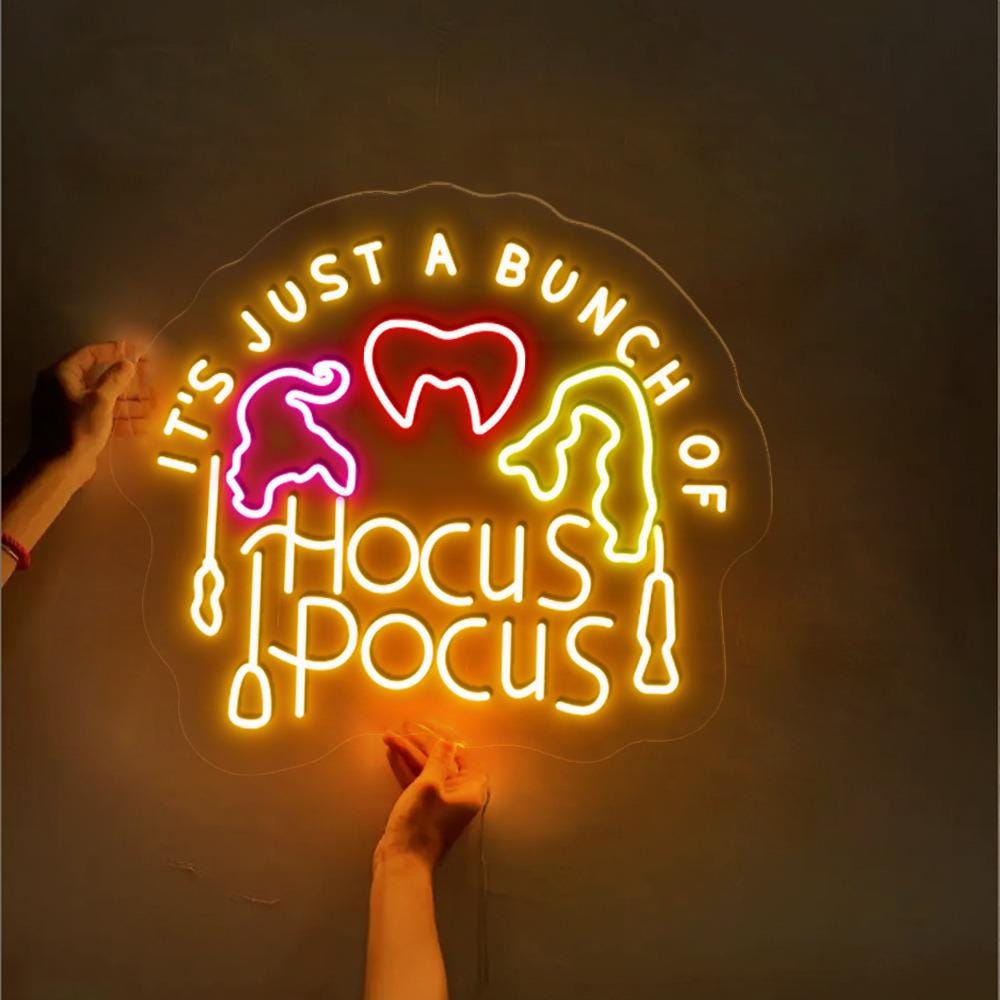 It's Just a Bunch of Hocus Pocus Noen Sign, Halloween Party Noen, Hocus Pocus, Sanderson Sisters Neon, Halloween Noen , 2024 Halloween Neon