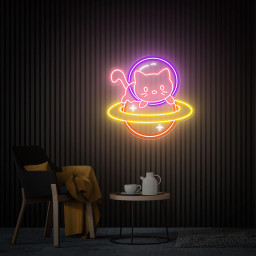 Astronaut Cat Neon Sign, Cute Kitty Led Light Sign, Custom Anime Neon Sign, Astronaut Cat Neon Wall Art, Bedroom Neon Sign Personalized Gift
