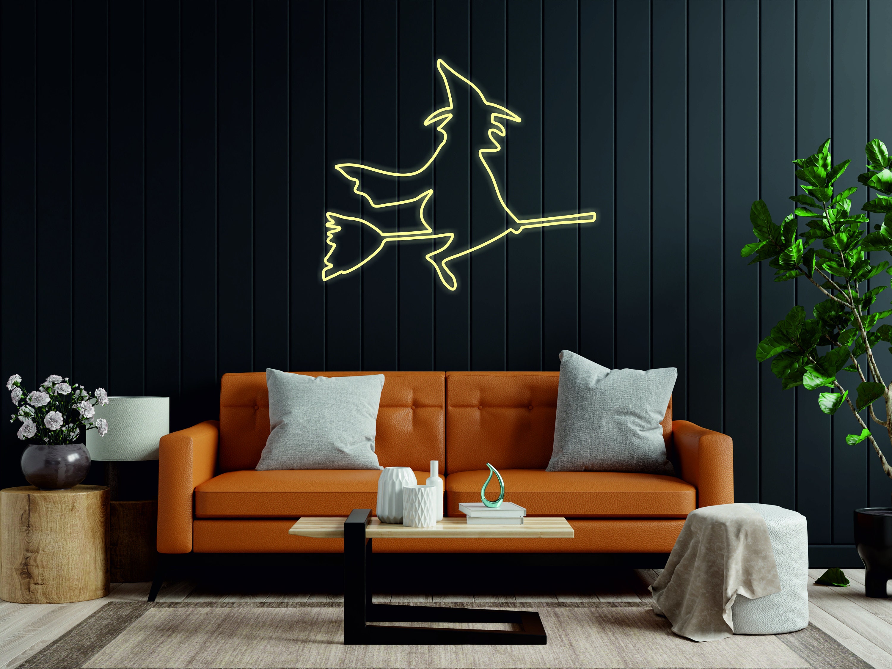 Witch Halloween Decoration LED Neon Sign Light | Decoration for Party, Living Room, Kids Room, Purple Orange Witch