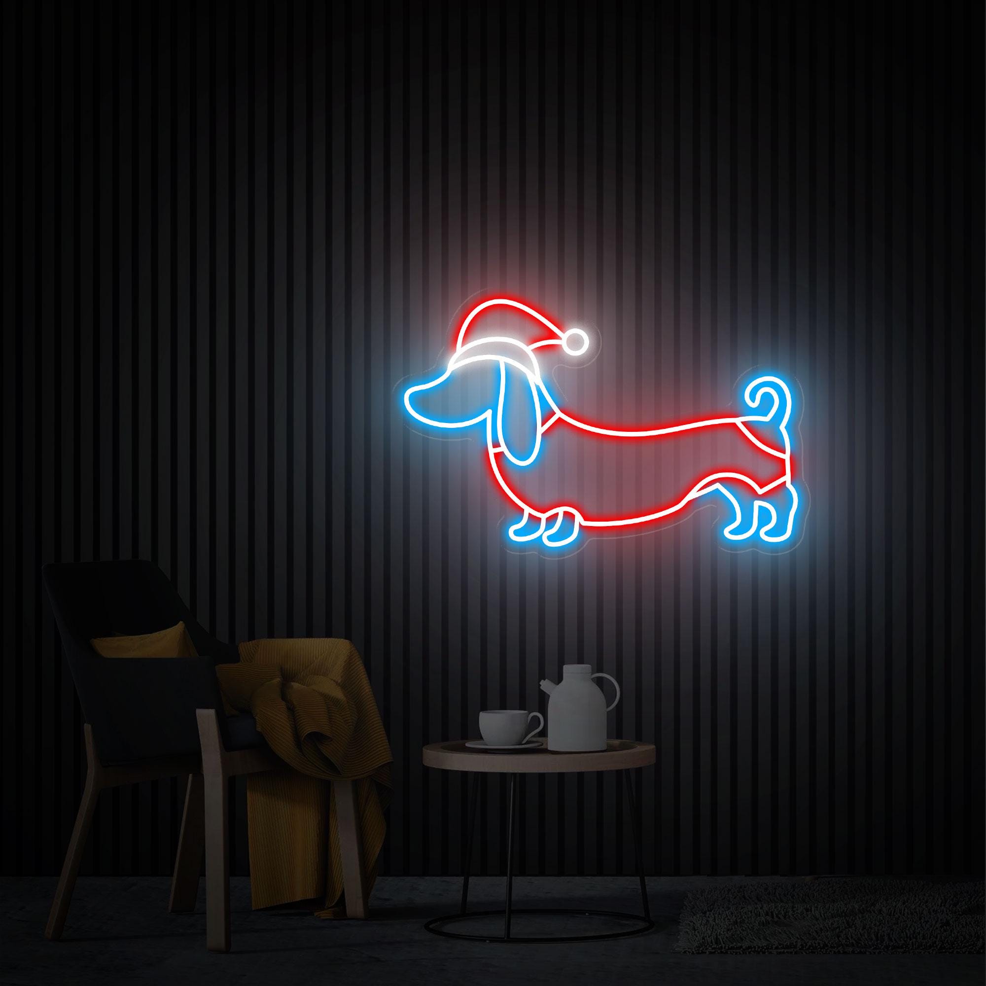 Christmas Dachshund Neon Sign, Christmas Dog, Dachshund Gift, Custom Dog Neon Sign, Merry Xmas Holiday Decor, Merry Christmas Party Wall Art