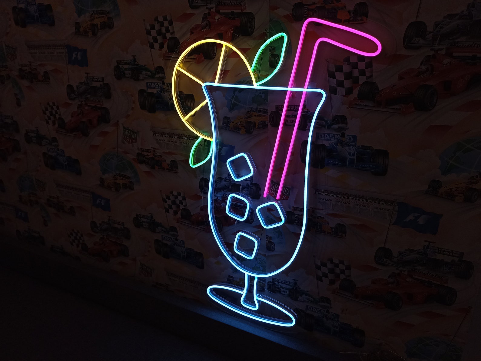 Neon Cocktail Sign, Led Neon Cocktails Sign, Cocktail Glass Neon Light, Cocktail Bar Neon Sign