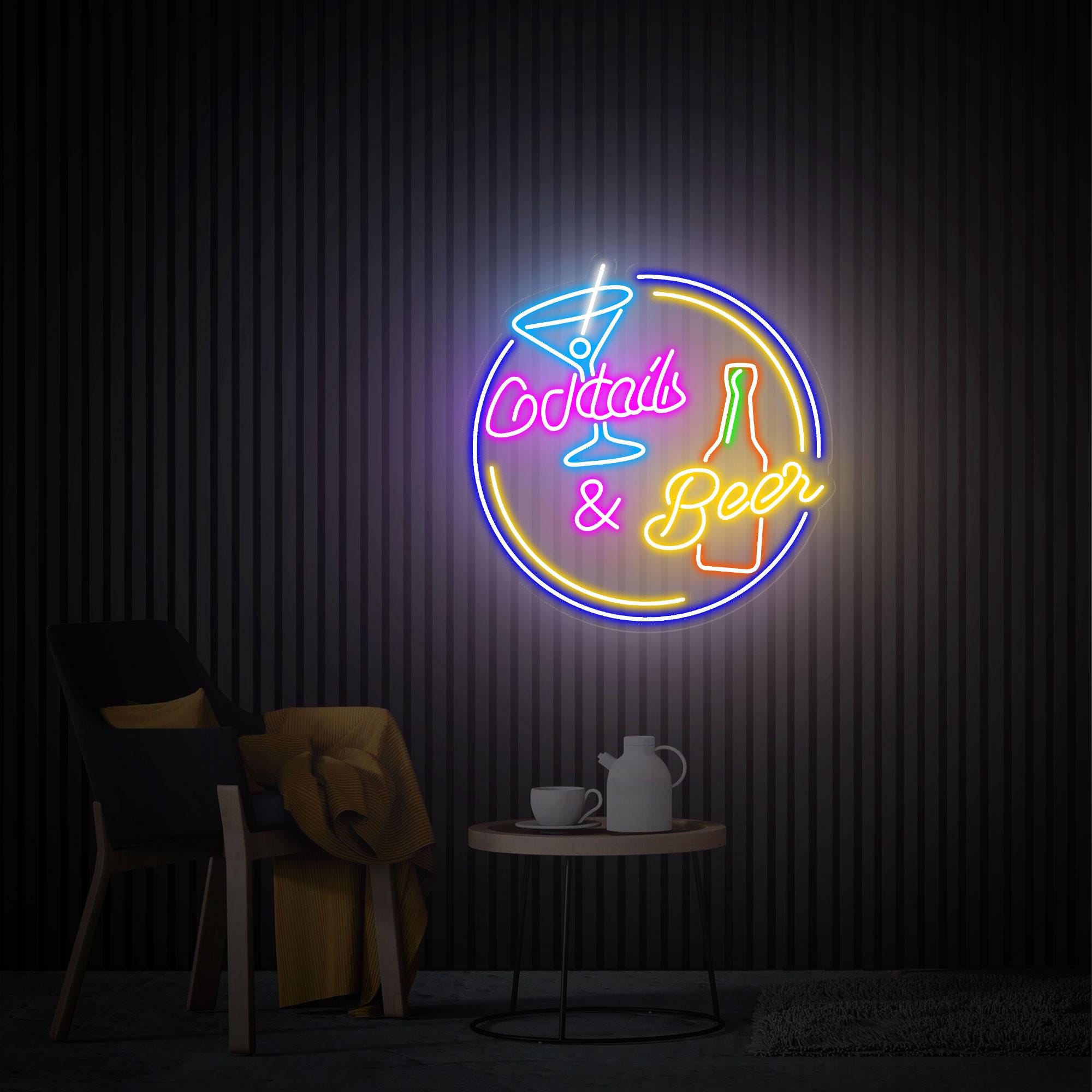 Cocktails and Beer Neon Sign, Cocktails Bar Wall Decor Art, Cocktails Bar Led Sign, Home Bar Decor, Bar Pub Wall Art, Beer Club Led Light