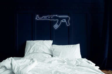 Machine Gun Led Light Neon Sign - Neon Led Lamp For Living Room, Wall Decor For Man Cave, Decoration Hangings For Home