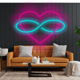 Neon Heart Sign With Infinity Symbol For Lovers, Infinity Sign And Heart Valentine's Day Gift, Neon Sign For Heart-Shaped Wedding Decor