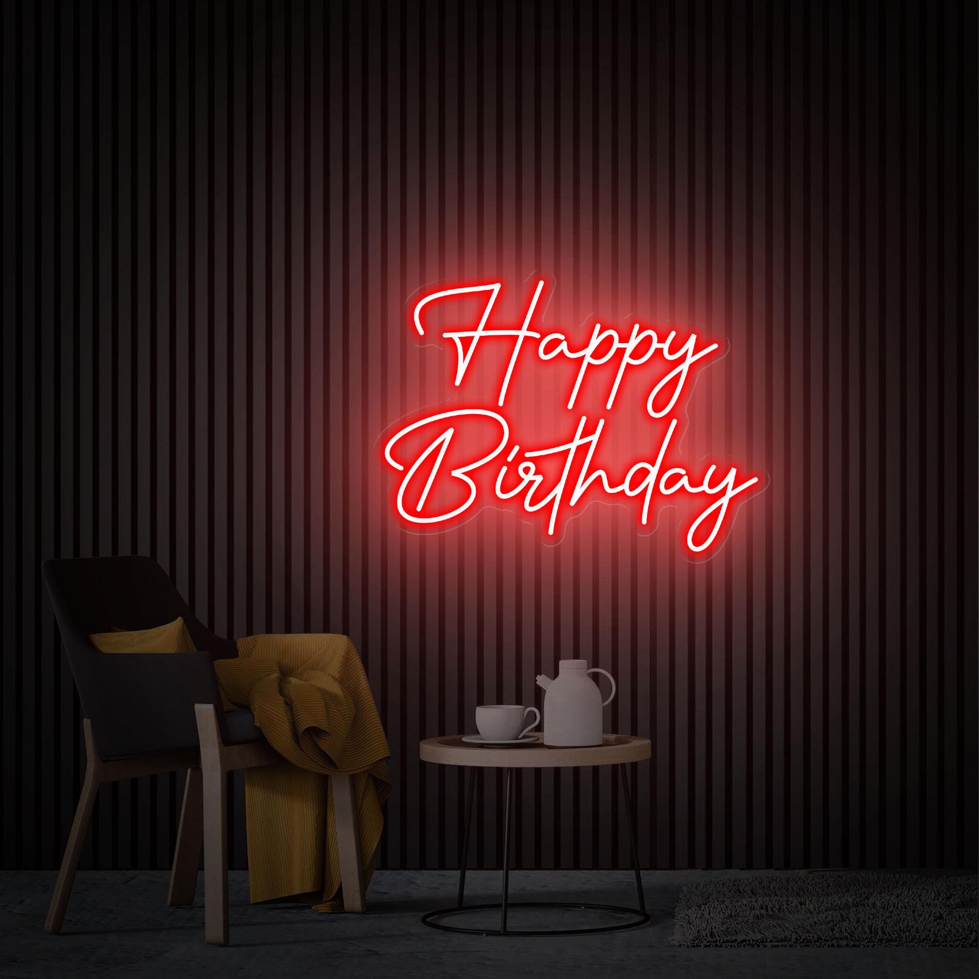Happy Birthday Neon Sign, Custom Neon Sign, Birthday Party Decor Birthday Backdrop, Birthday Present, Neon Sign Wall Decor Personalized Gift