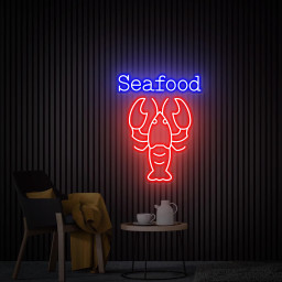 Seafood Lobster Neon Sign, Seafood Led Sign, Shop Wall Decor, Seafood Restaurant Decor, Custom Neon Sign for Business, Store Decor Best Gift