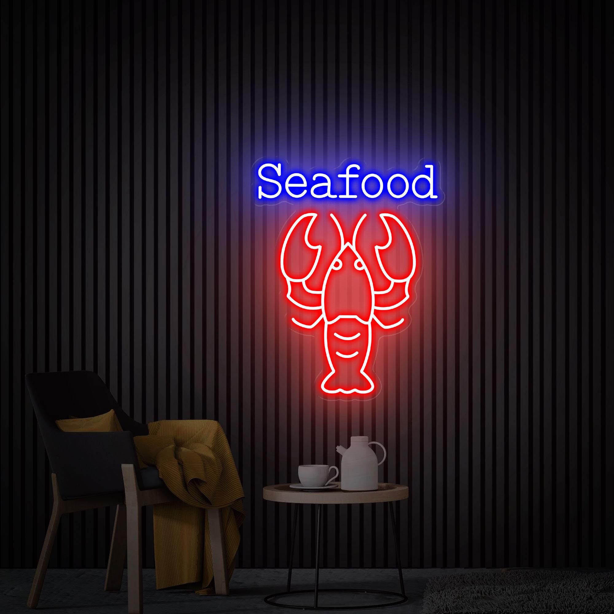 Seafood Lobster Neon Sign, Seafood Led Sign, Shop Wall Decor, Seafood Restaurant Decor, Custom Neon Sign for Business, Store Decor Best Gift