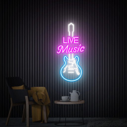 Live Music Neon Sign, Guitar Neon Sign Wall Art, Custom Neon Sign, Music Party Studio Decor, Music Lover Gift, Personalized Gift