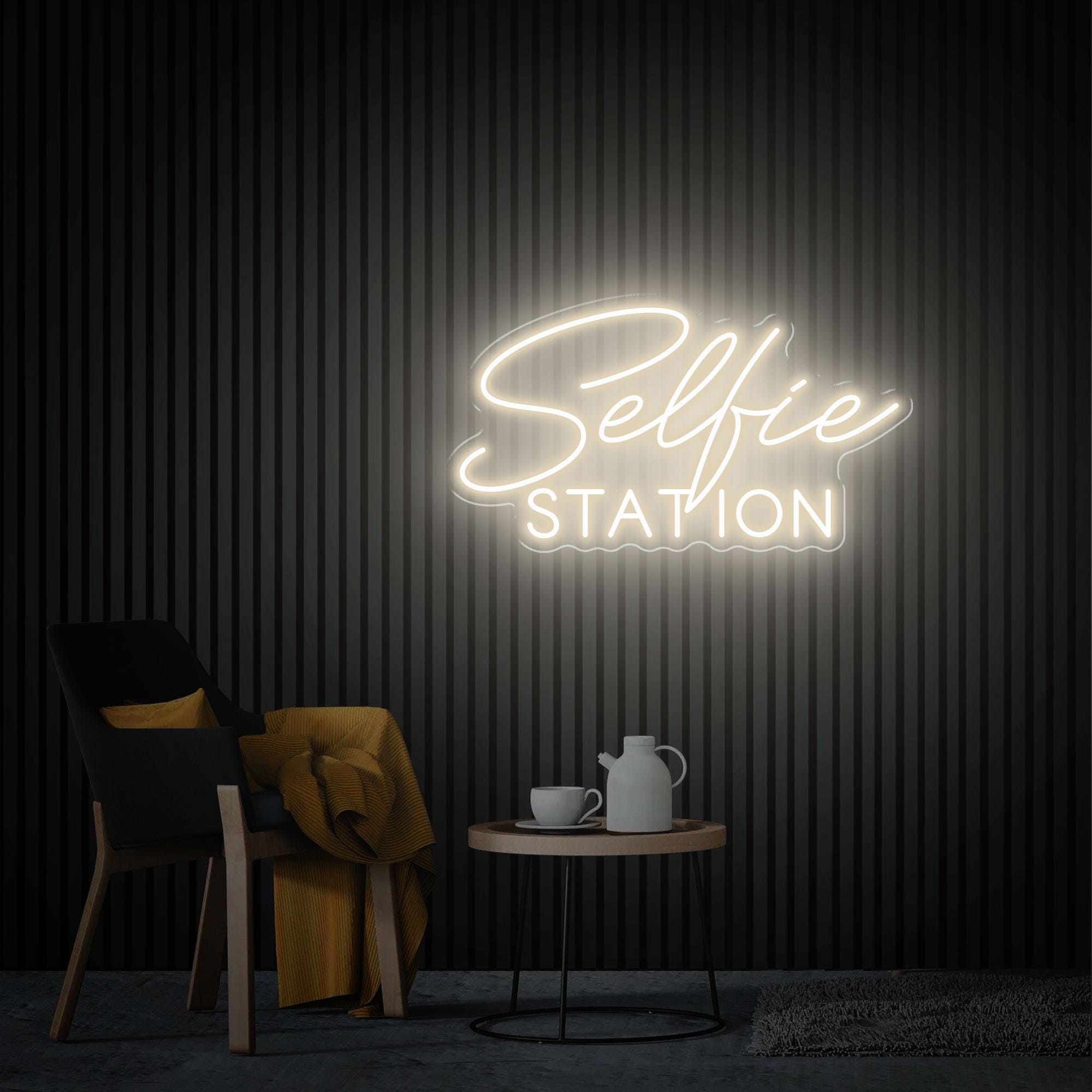 Selfie Station Neon Sign, Custom Selfie LED Neon Sign, Neon wall Art, Home Beauty Room Salon Wall Decor Photo Backdrop Wedding Party Gift