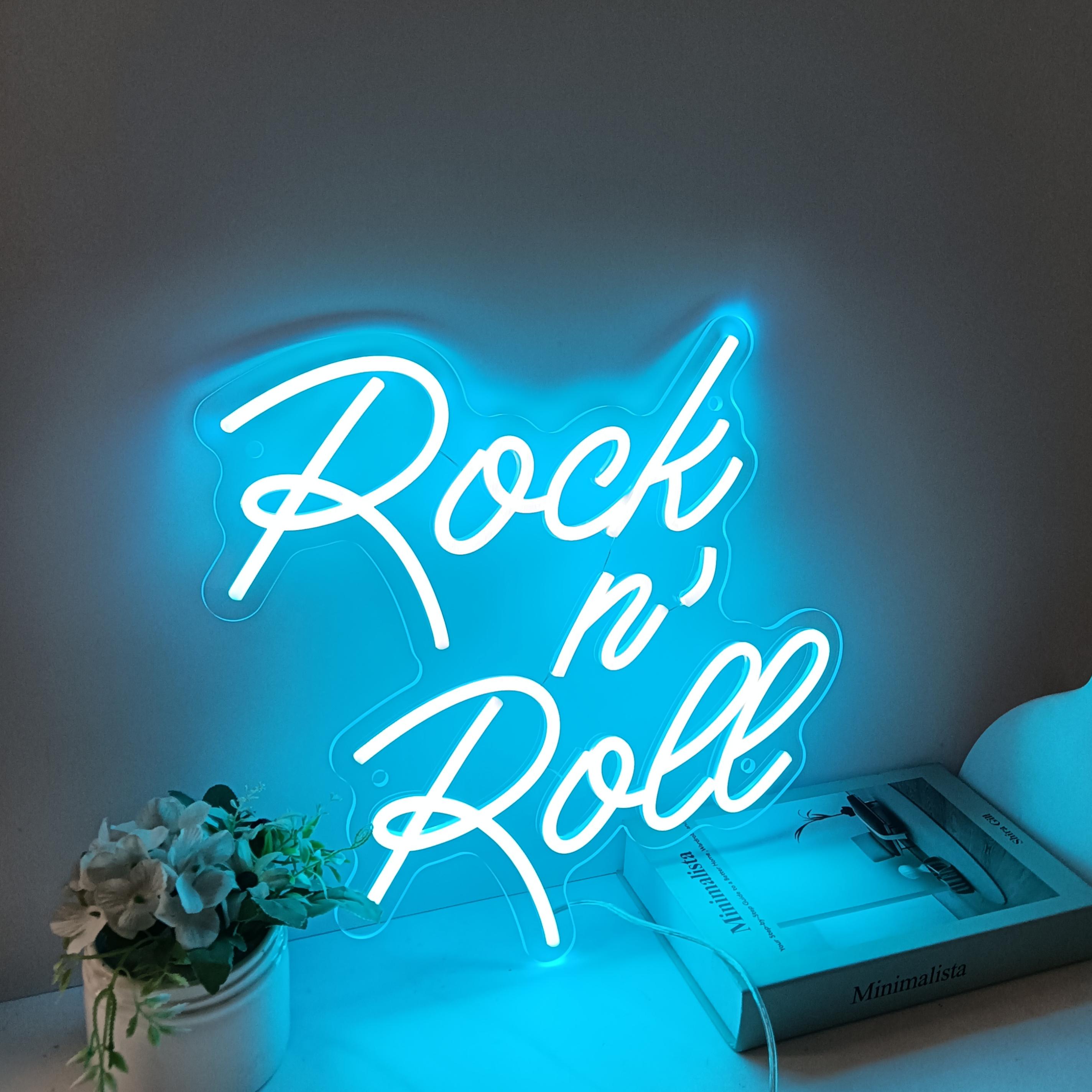 Rock n Roll Neon Sign Room Studio Audio Shop Store Open Decor, Custom neon for Music Lover, Rock Music Sign Home Party Pub Club Wall Hanging