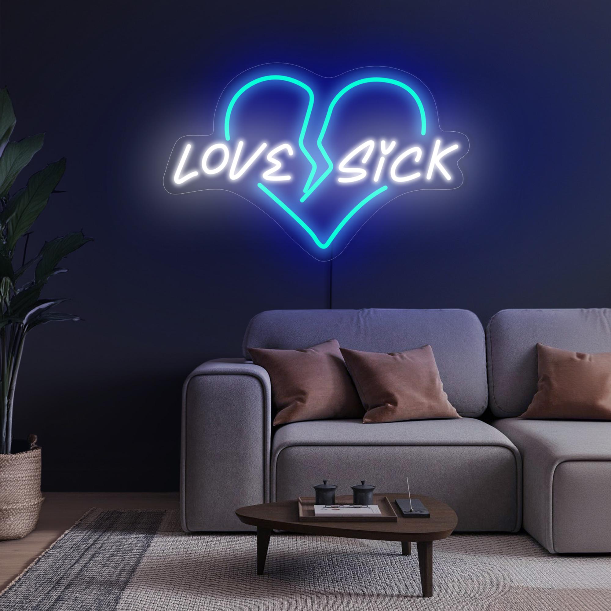 Love Sick Neon Sign, Love Heart Neon Sign, Love Sick Led Sign, Broken Heart Sign, Neon Sign Wall Decor, Broken Heart Decor, Love Art Decor