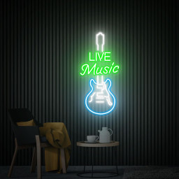 Live Music Neon Sign, Guitar Neon Sign Wall Art, Custom Neon Sign, Music Party Studio Decor, Music Lover Gift, Personalized Gift