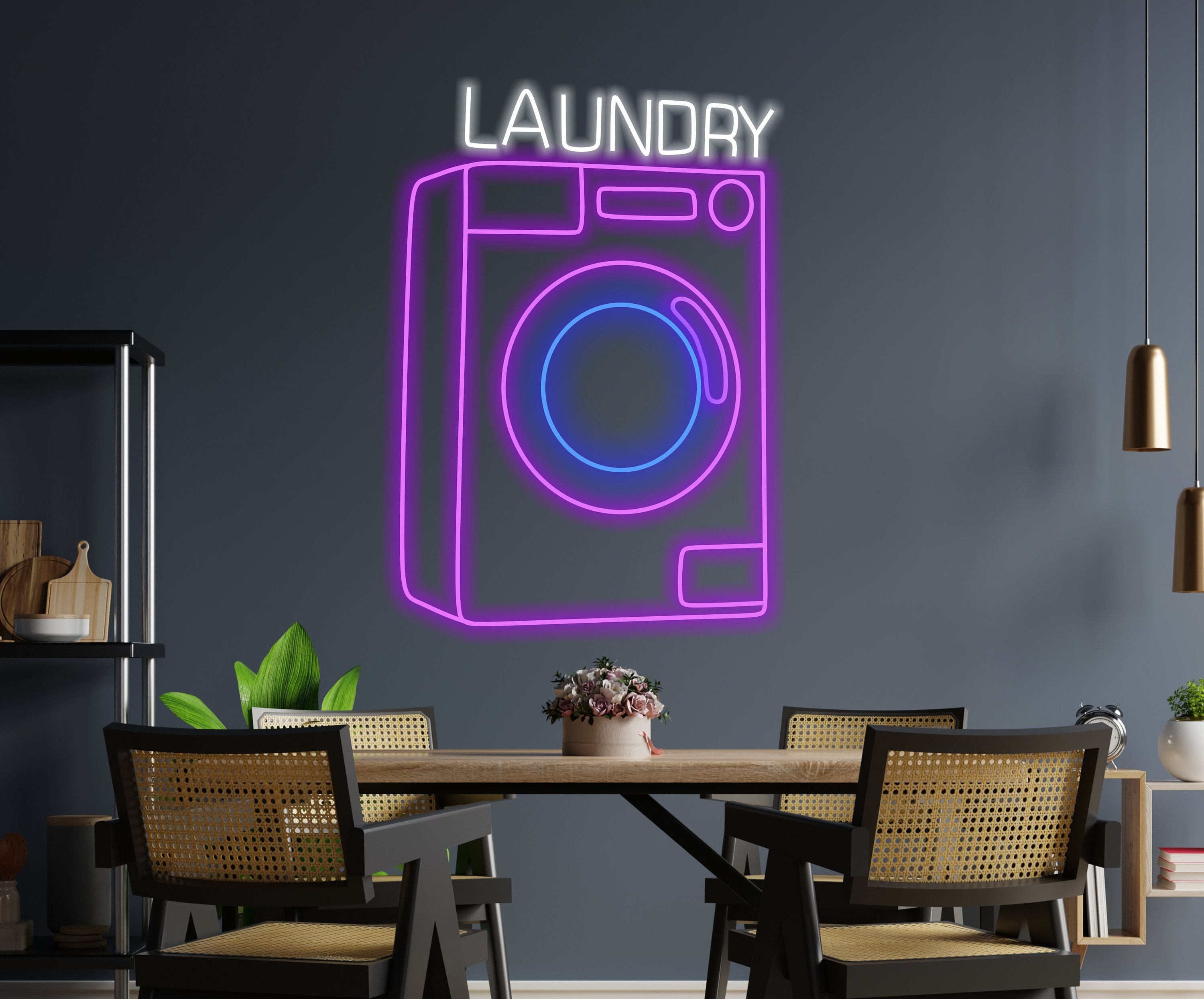 Laundry Machine Neon Sign, Laundry Appliance Neon Sign, Laundry Device Neon Sign, Laundry Automaton Neon Sign, Fabric Washer Neon Light