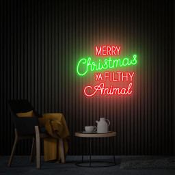 Merry Christmas Ya Filthy Animal Neon Sign, Christmas Led Light Sign, Custom Neon Sign, Christmas Decor, Room Party Decor, Neon Bar Sign