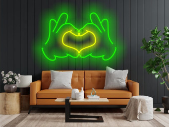 Arms Folded In A Heart-Shaped Neon Sign, Hands & Heart Led Neon Sign, Hands Showing Heart Gesture Neon Sign, Hands Making Heart Neon Sign
