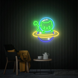 Astronaut Cat Neon Sign, Cute Kitty Led Light Sign, Custom Anime Neon Sign, Astronaut Cat Neon Wall Art, Bedroom Neon Sign Personalized Gift