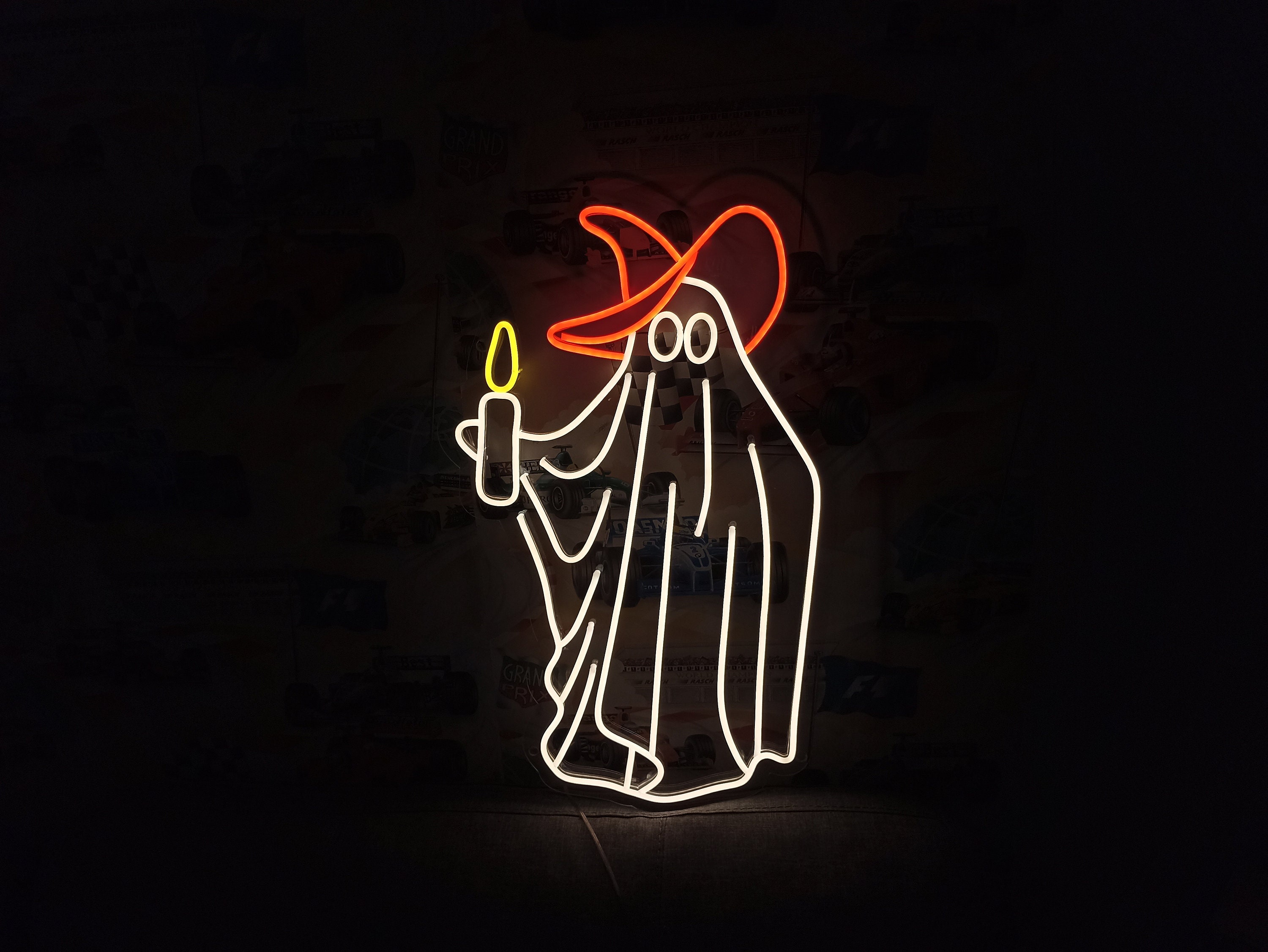 Ghost Halloween neon sign, Ghost-shaped neon light for Halloween, Unique neon ghost sign for October, Spooky neon ghost decoration
