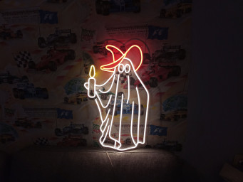 Ghost Halloween neon sign, Ghost-shaped neon light for Halloween, Unique neon ghost sign for October, Spooky neon ghost decoration