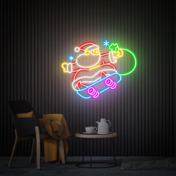 Santa Claus Neon Sign, Christmas Led Light Sign, Skiing Santa Claus Neon Wall Art, Christmas Decor Aesthetic Room Party Decor Christmas Gift
