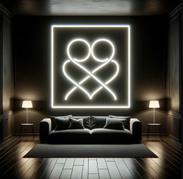 Neon Sign Valentine's Day, Neon Sign For Lovers, Two Heart Neon Sign, Neon Sign With Love Symbols, Neon Sign For Anniversary
