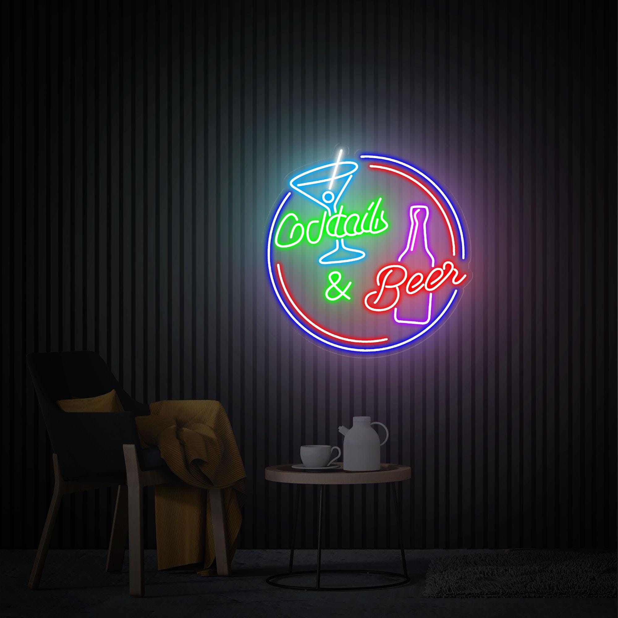 Cocktails and Beer Neon Sign, Cocktails Bar Wall Decor Art, Cocktails Bar Led Sign, Home Bar Decor, Bar Pub Wall Art, Beer Club Led Light