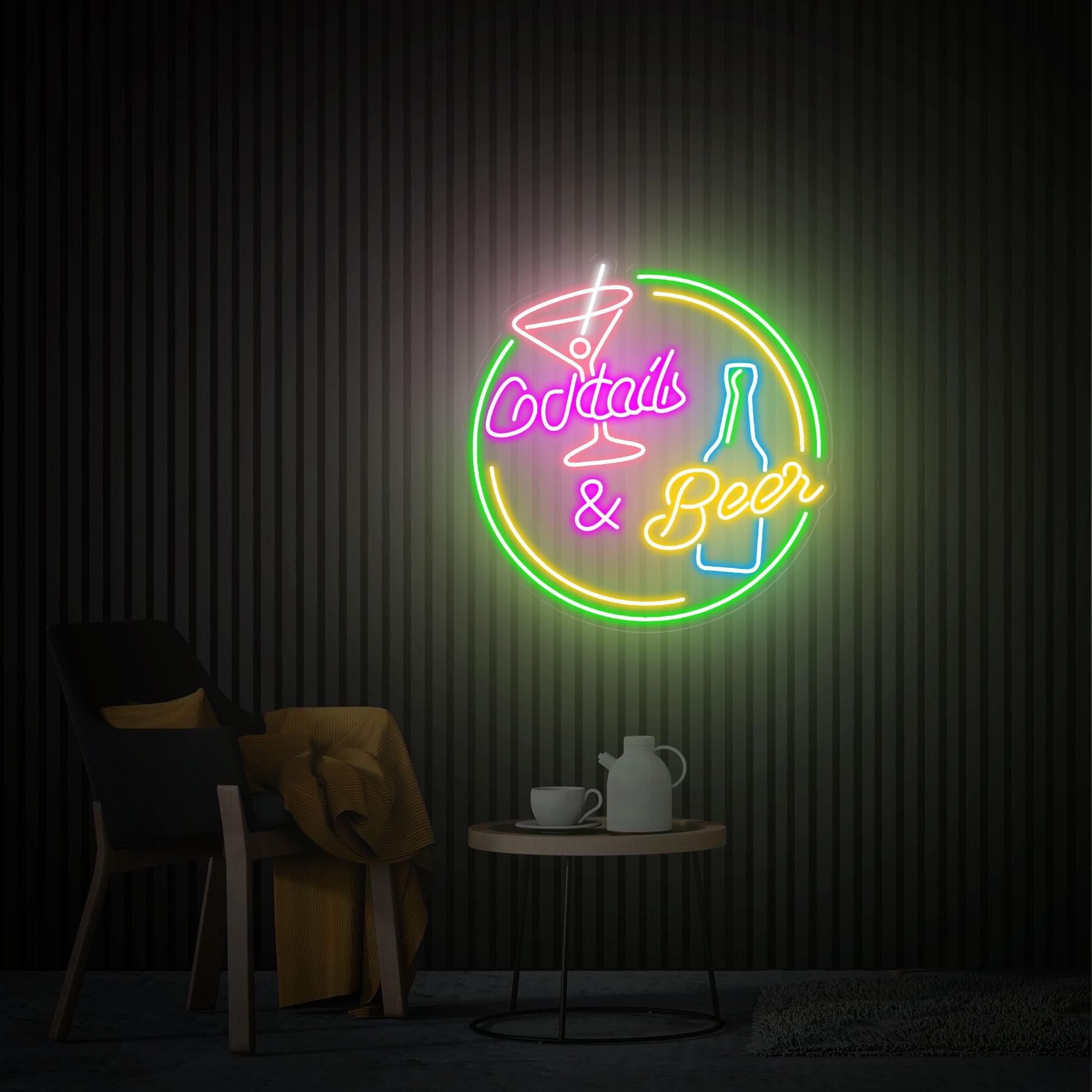 Cocktails and Beer Neon Sign, Cocktails Bar Wall Decor Art, Cocktails Bar Led Sign, Home Bar Decor, Bar Pub Wall Art, Beer Club Led Light