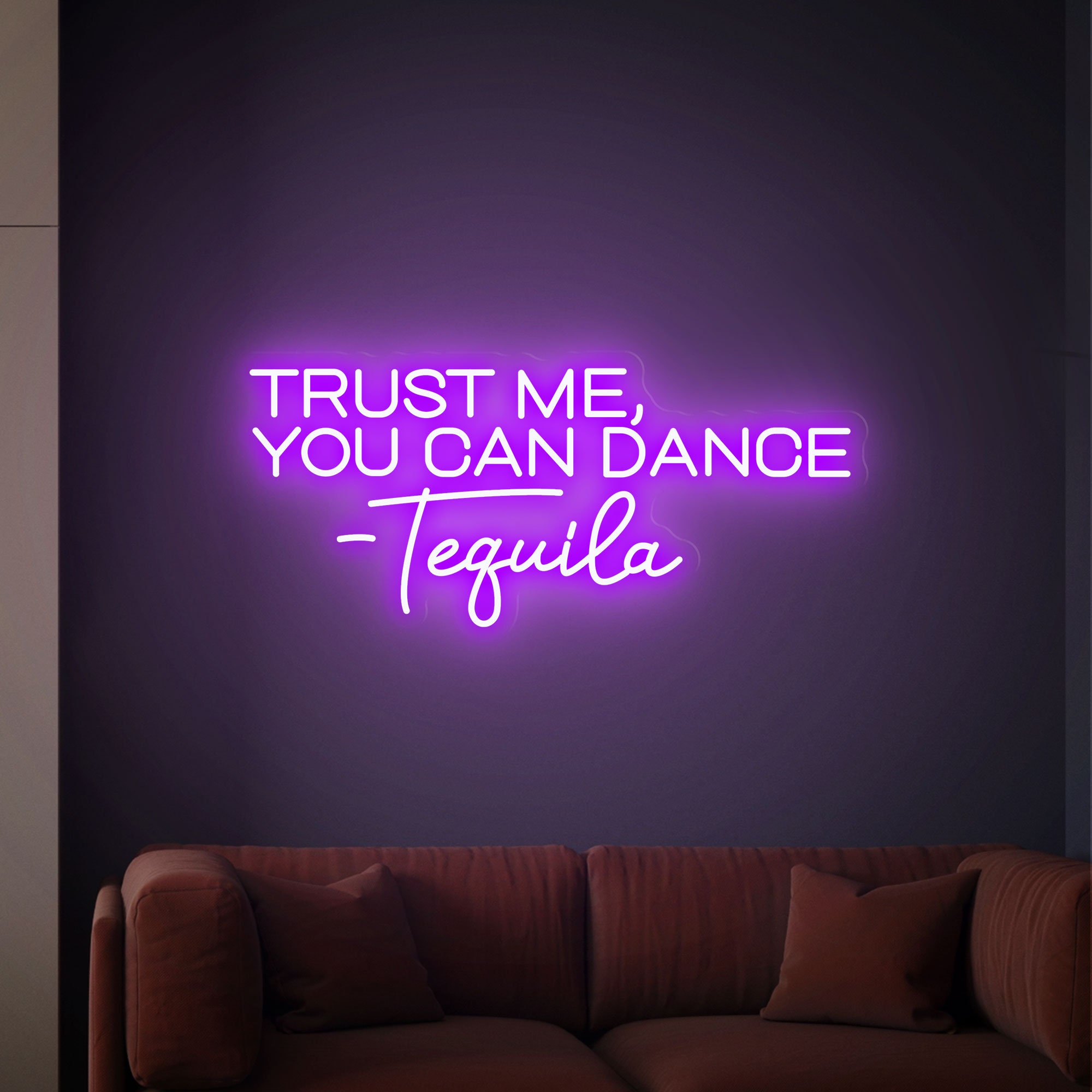 Trust Me You Can Dance Tequila Neon Sign - Neon Bar Sign, Bar Wall Decor, Wedding Bar Sign, Outdoor Bar, Neon Light Sign