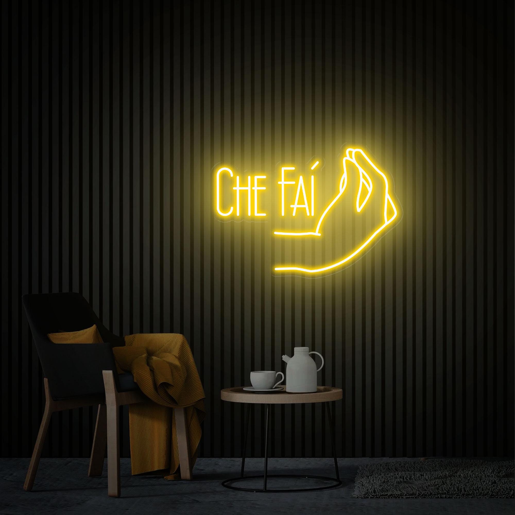 Italian Hand Gesture Neon Sign, CHE FAI Led Light Sign, Classic Italian Hand Sign, Restaurant Neon Wall Decor, Fast Food Sign Gesto Italiano