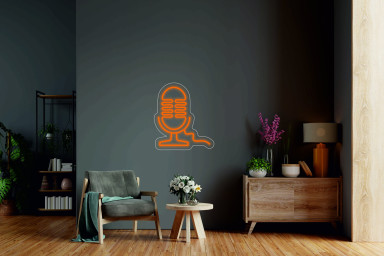 Microphone Sign - Led Neon Light Sign For Music Studio, Recording Light Lamp, Streamer Led Gift
