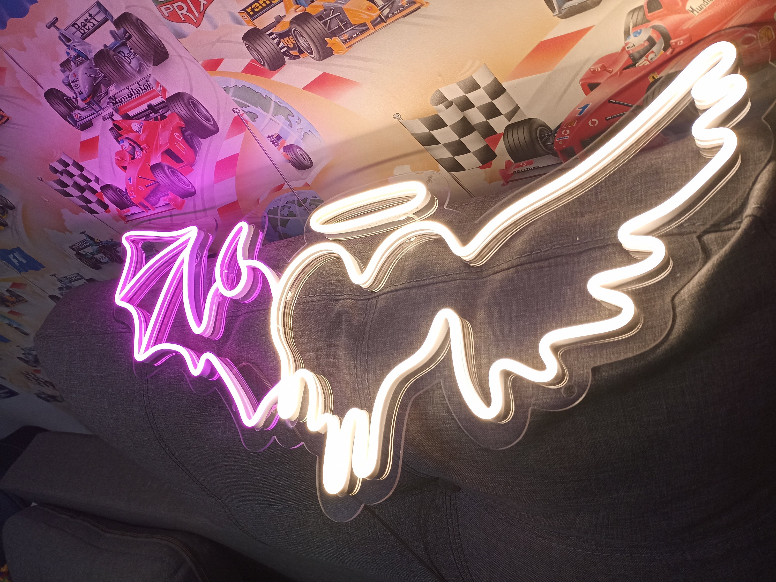 Neon Sign Angel Demon Heart, Neon Sign Angel Demon Wings, Angel And Demon Neon Light, Angel Devil Heartwing
