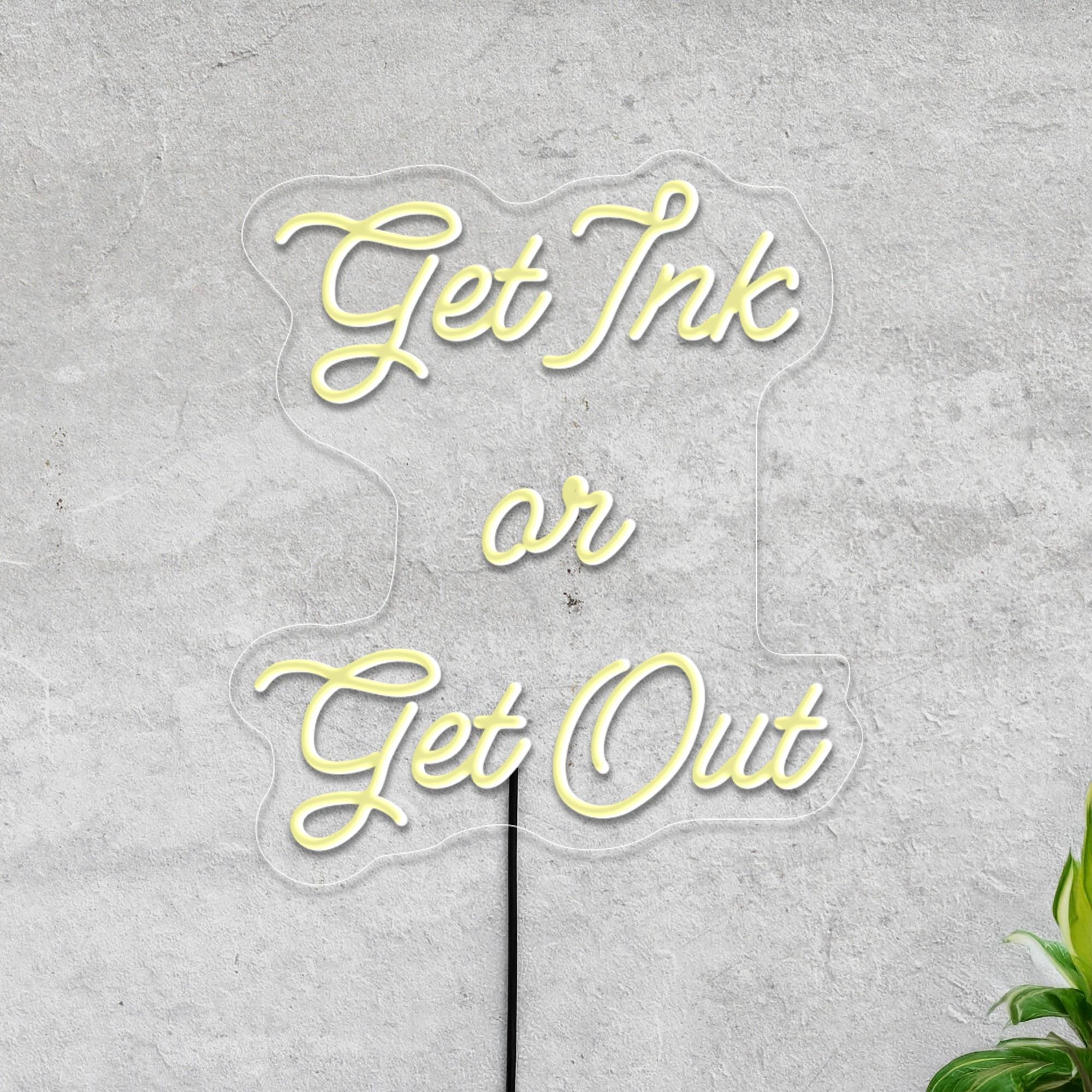 Get Ink Or Get Out Neon Sign, Tattoo Studio Neon Sign, Beauty Salon Neon Sign, Tattoo Artist Gift, Tattoo Studio Decor