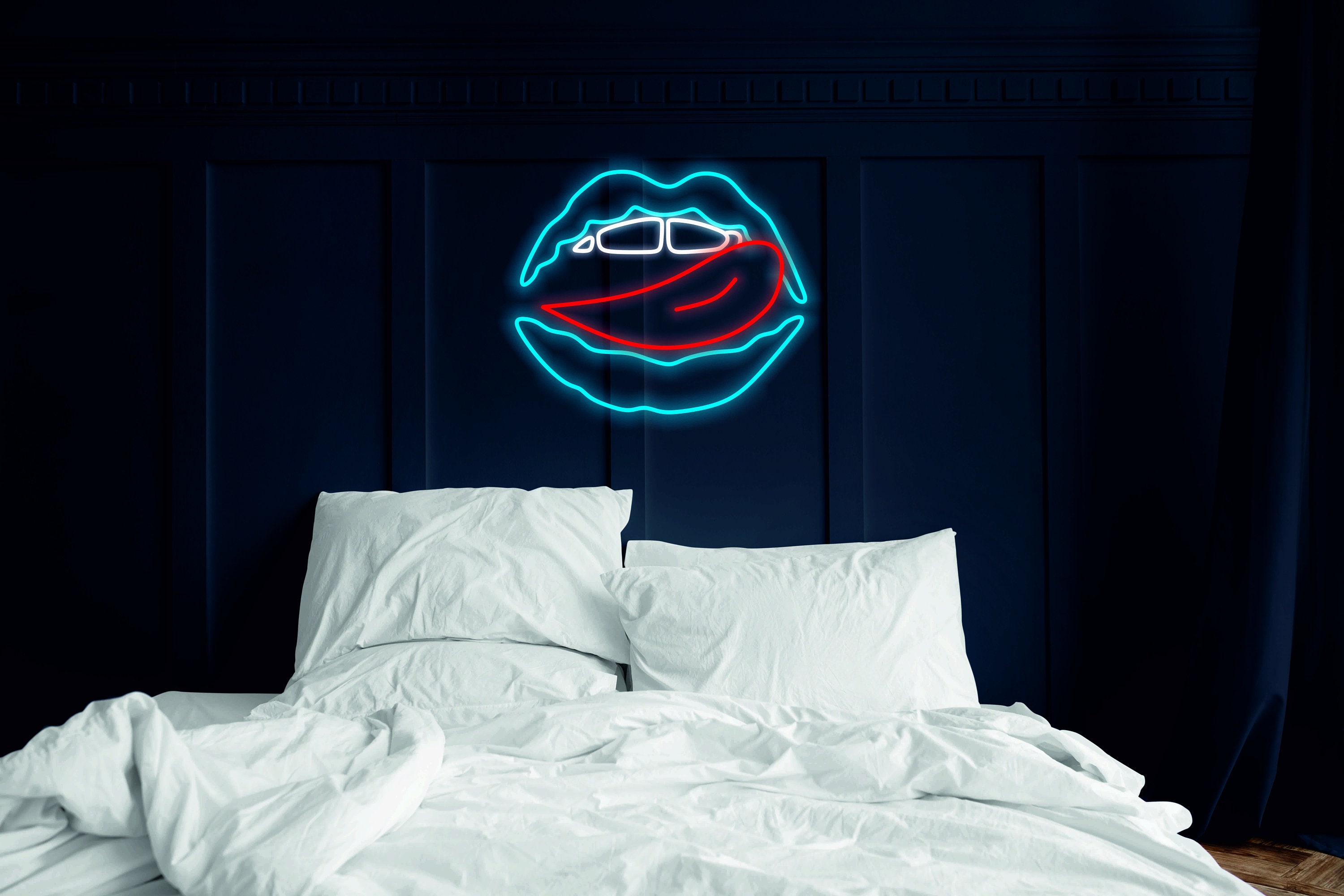 Tongue And Lips Neon Sign, Wall Kiss Neon Sign, Sexy Led Sign