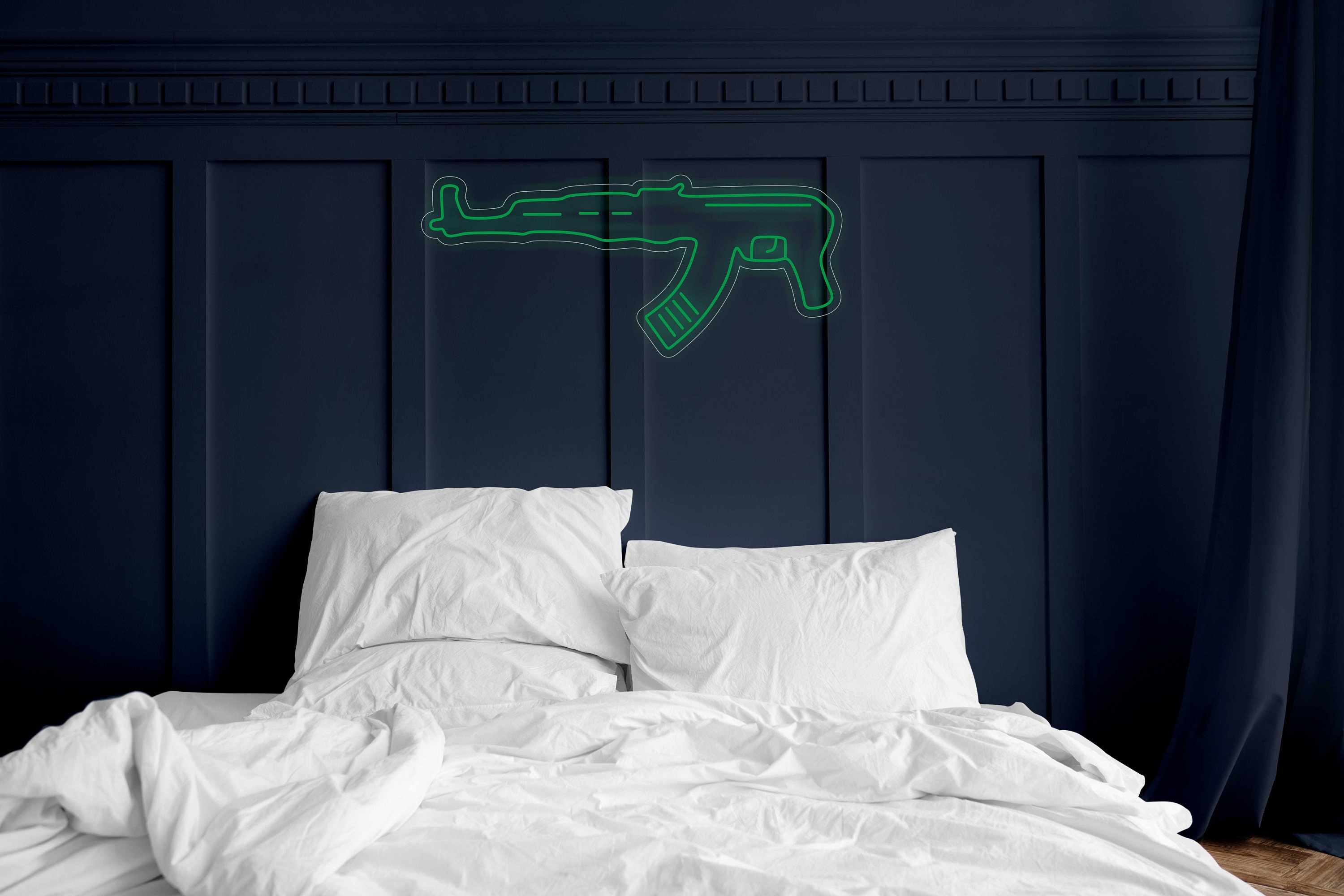 Machine Gun Led Light Neon Sign - Neon Led Lamp For Living Room, Wall Decor For Man Cave, Decoration Hangings For Home