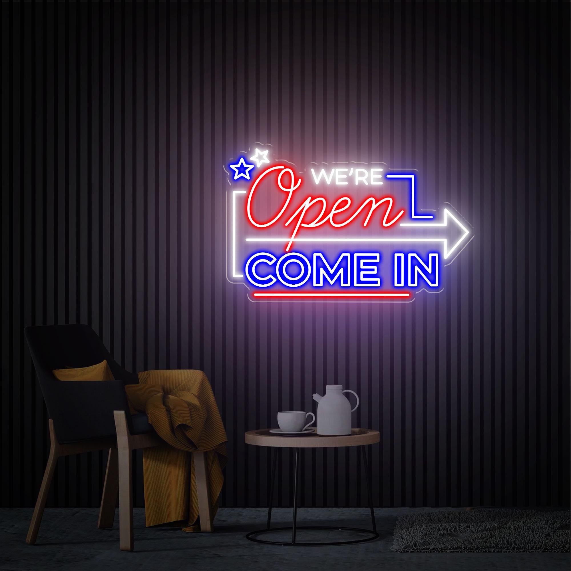 We're Open Come In Neon Sign, Store Open Led Sign, Custom Open Neon Light, Business Logo, New Business Gift, Shop Bar Welcome Sign