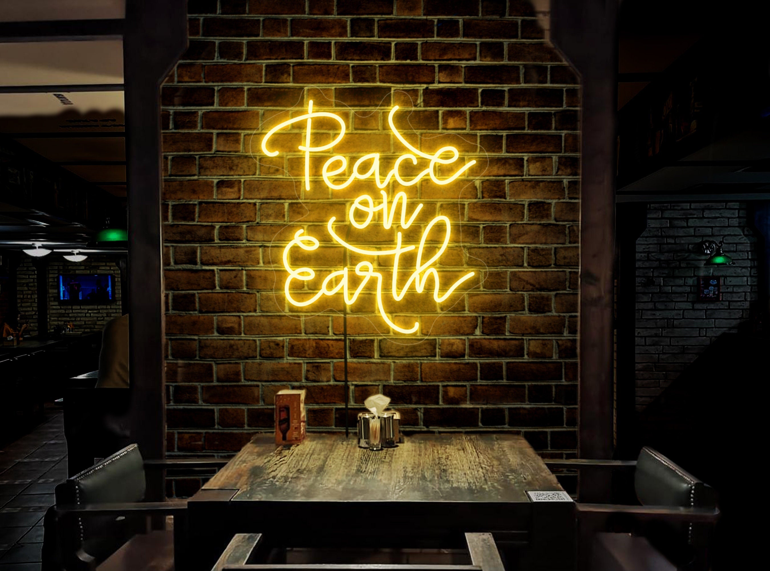 Peace On Earth Neon Light, Peace On Earth Led Sign, Neon Sign Bedroom, Peace On Earth Decor, Peace Wall Decor