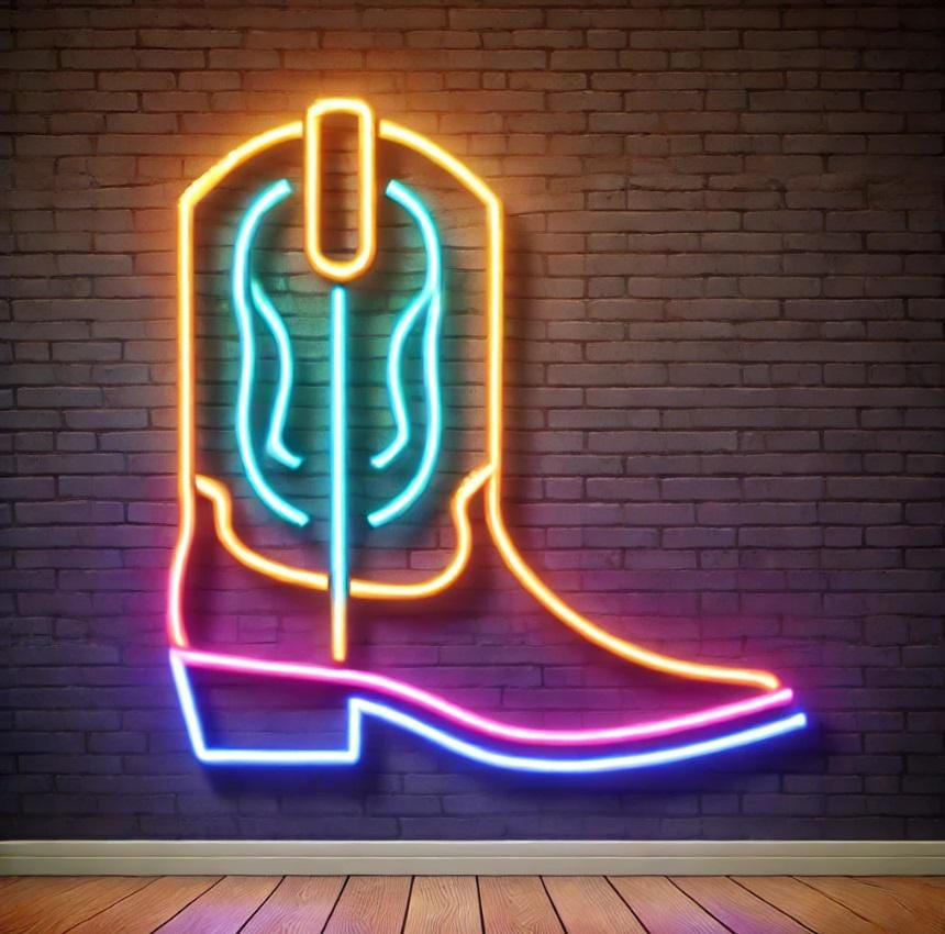 Cowboy Boot Neon Sign, Western Boot Neon Light, Neon Cowboy Boot Sign, Neon Shoe Sign, Neon Western Sign