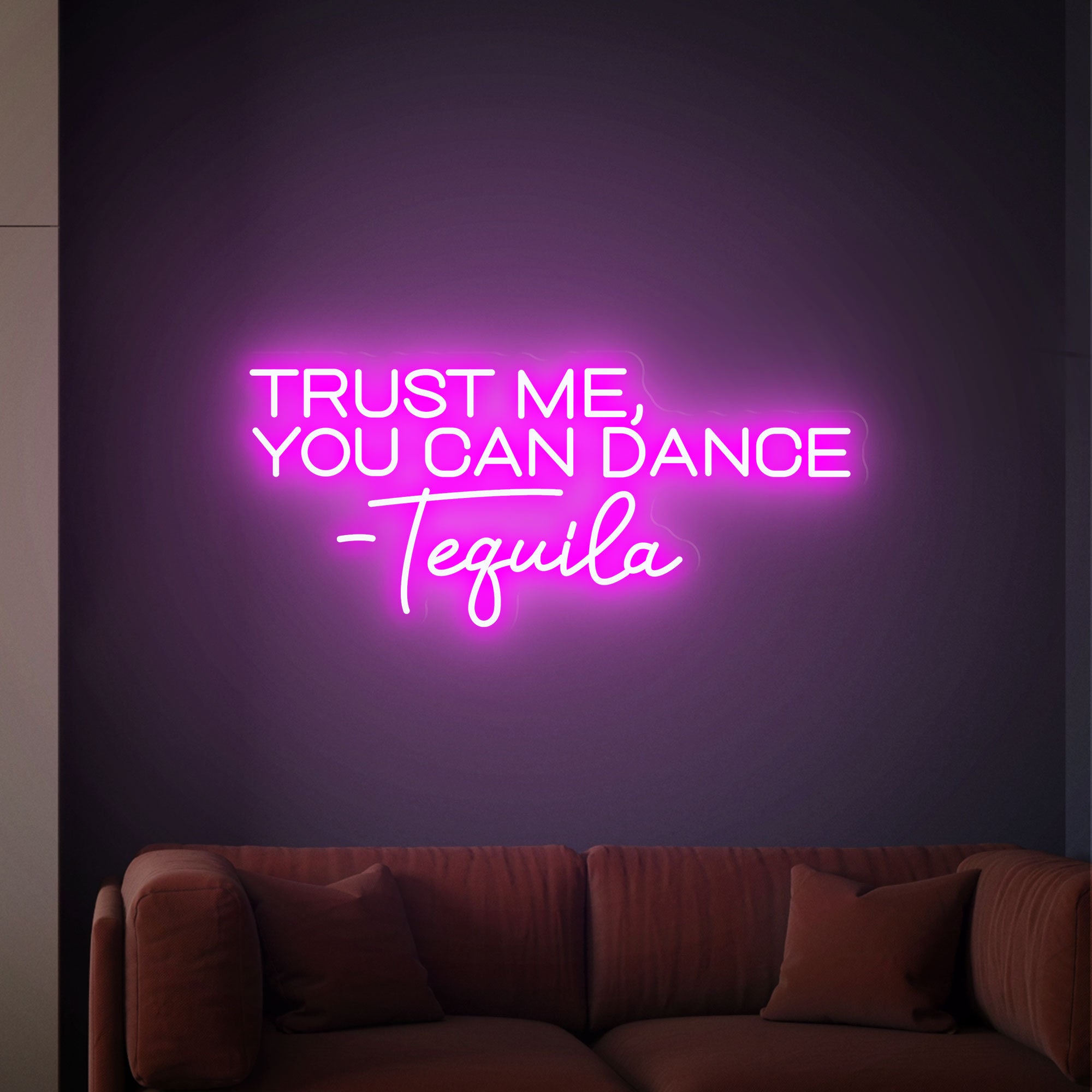 Trust Me You Can Dance Tequila Neon Sign - Neon Bar Sign, Bar Wall Decor, Wedding Bar Sign, Outdoor Bar, Neon Light Sign