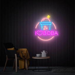 Boba Tea Neon Sign, I Love BoBa Custom Bubble Tea LED Sign, Milk Tea Neon Sign, Drinks Light Coffee Bar Shop Home Wall Decor Welcome Sign