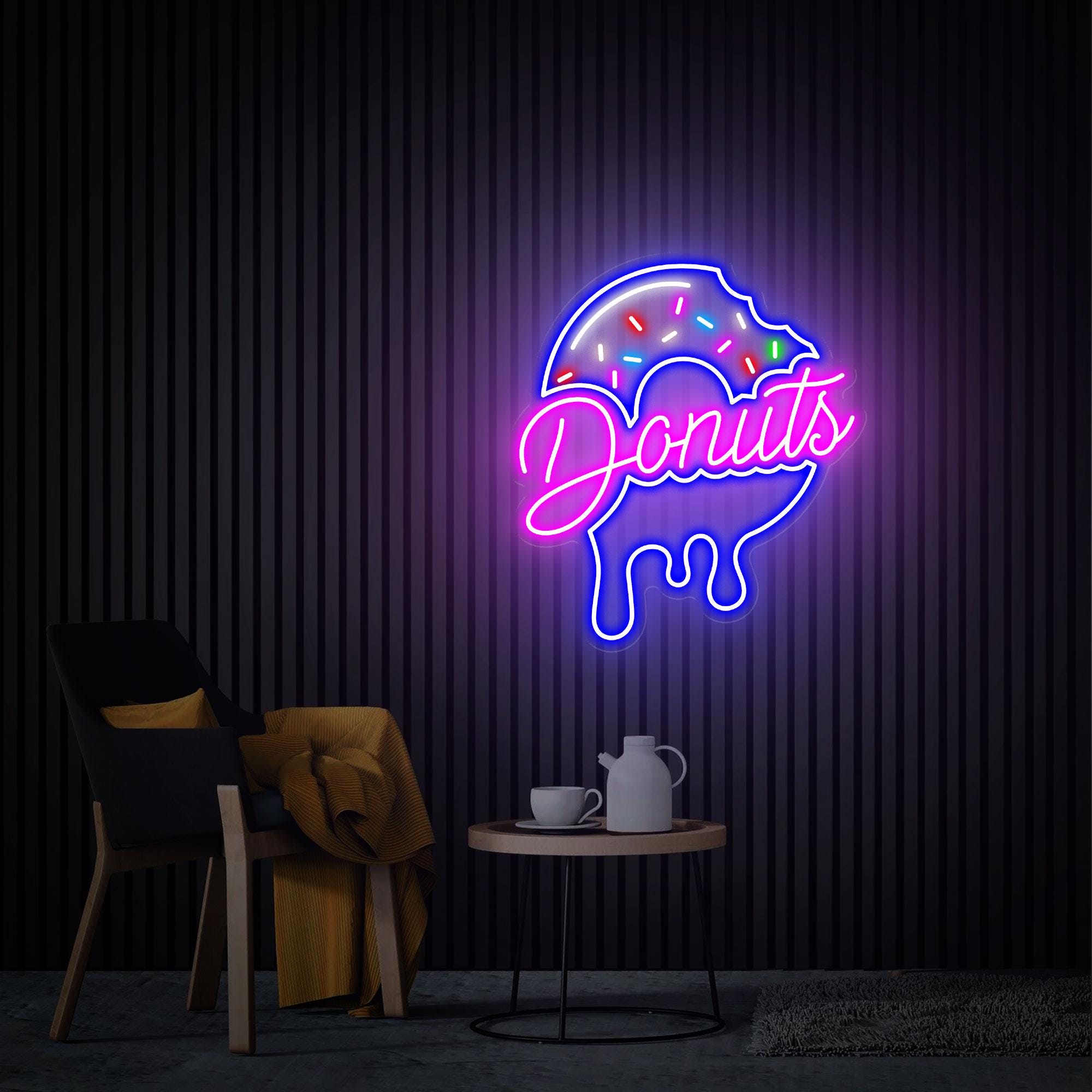 Donuts Neon Sign, Donuts Shop Led Sign, Food Wall Decor, Custom Neon Sign for Business, Kitchen Decor Dining Room Wall Art Personalized Gift