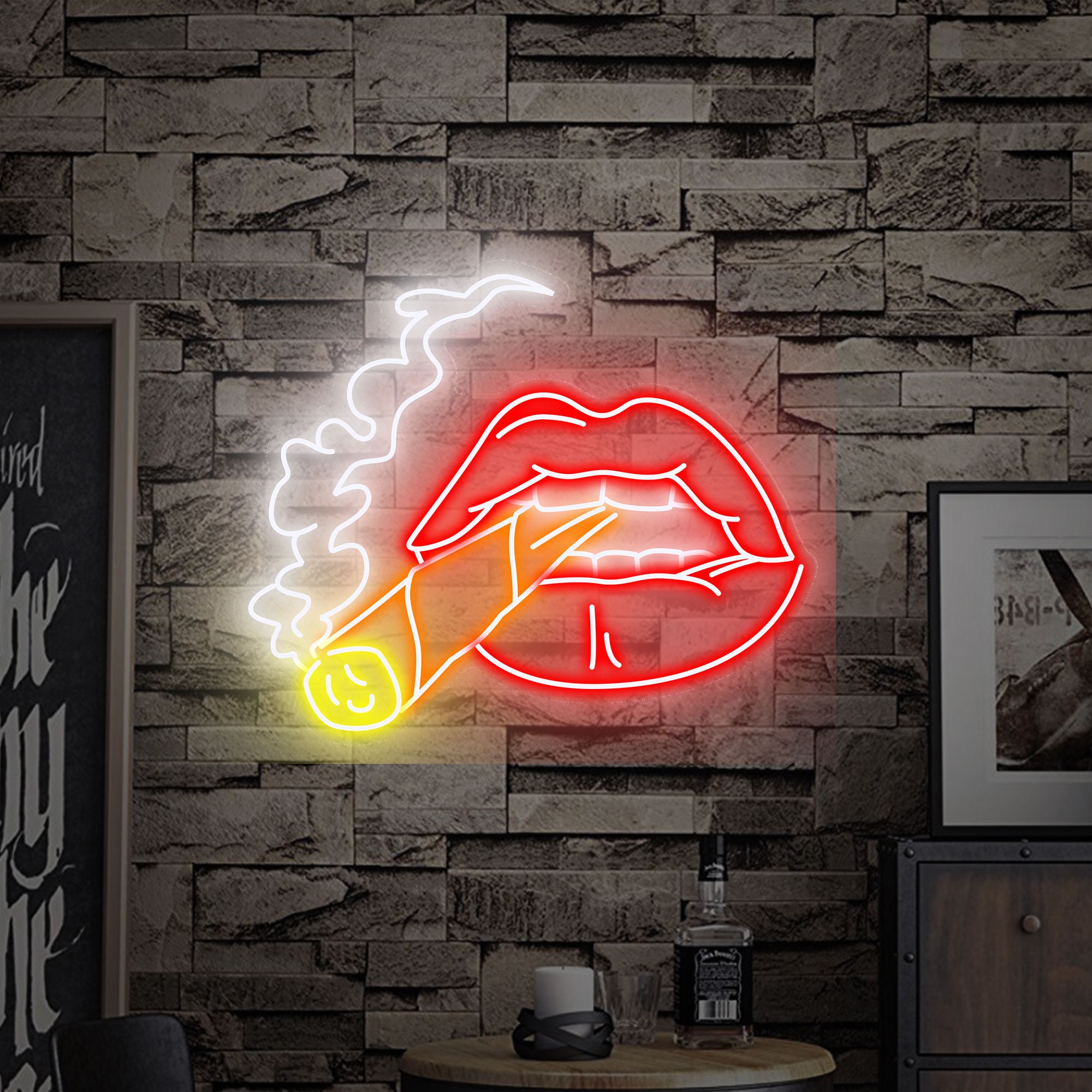 Cigarette Neon Sign, Custom Waterproof Neon Signs Lights Smoking Smoking Lips Bar Art Wall Decor Custom Bedroom Party Personalized Gifts
