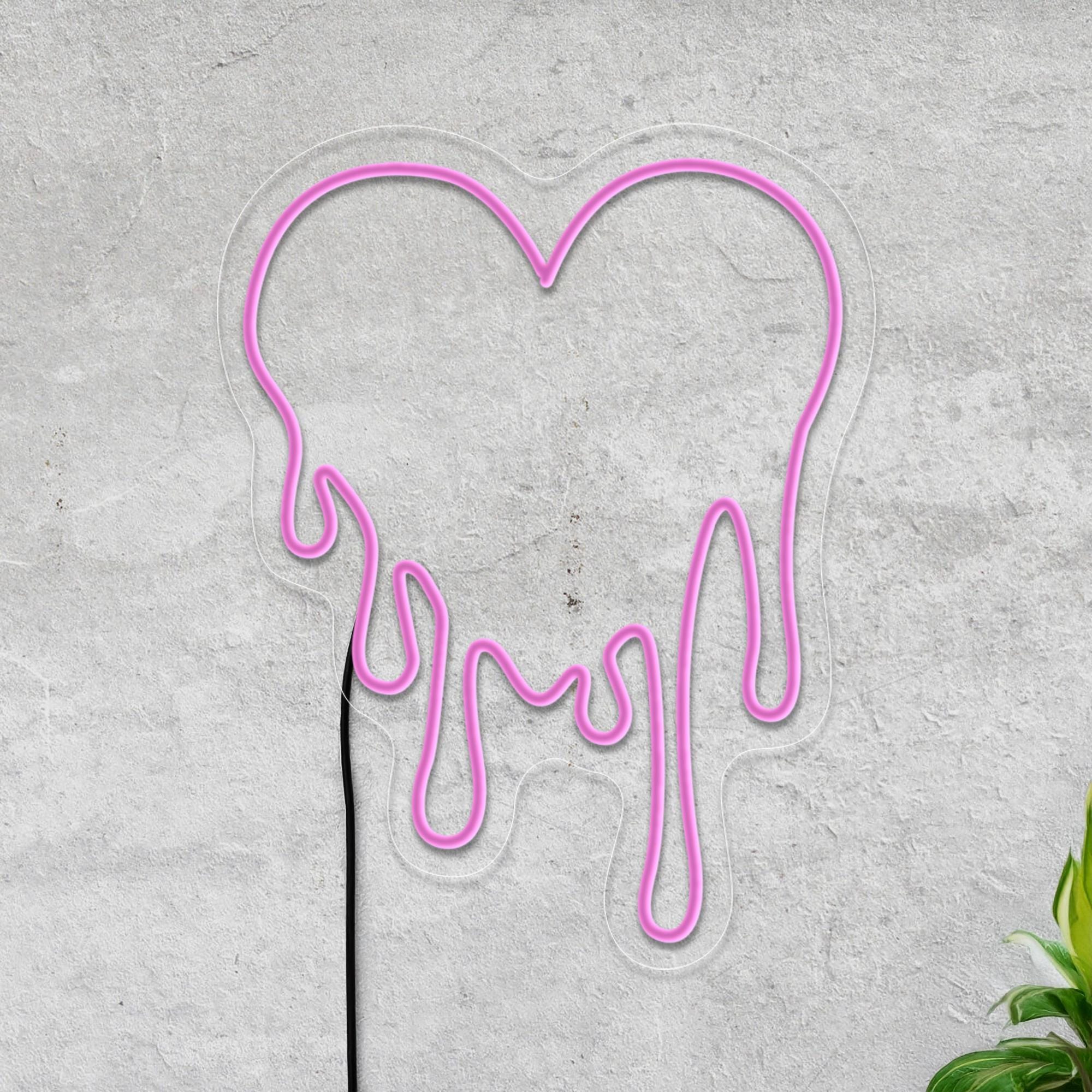Melting Heart Neon Sign, Dripping Heart Neon Sign, Bleeding Heart Neon Sign, Heart Led Sign, Love Heart Neon Sign, Melting Heart Art Decor