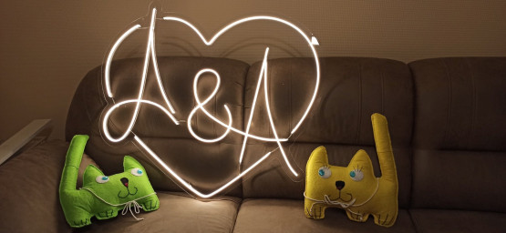 Wedding Heart Initials Neon Sign, Custom Heart Neon Sign, Personalized Heart Neon Sign, Heart Neon Sign For Wedding, Heart Initials Neon