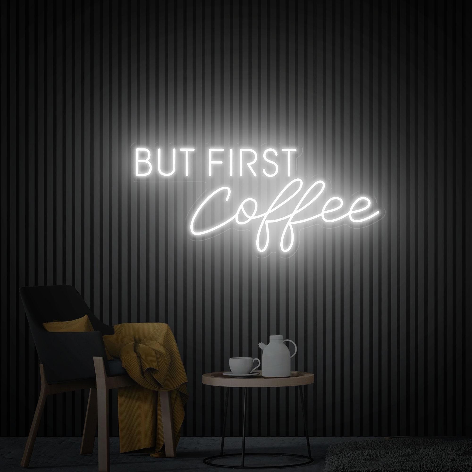 But First Coffee Neon Sign, Cafe Neon Sign, Coffee Neon Wall Art, Custom Neon Sign for Business, Kitchen Wall Decor, New Business Gift