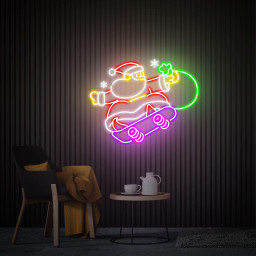 Santa Claus Neon Sign, Christmas Led Light Sign, Skiing Santa Claus Neon Wall Art, Christmas Decor Aesthetic Room Party Decor Christmas Gift