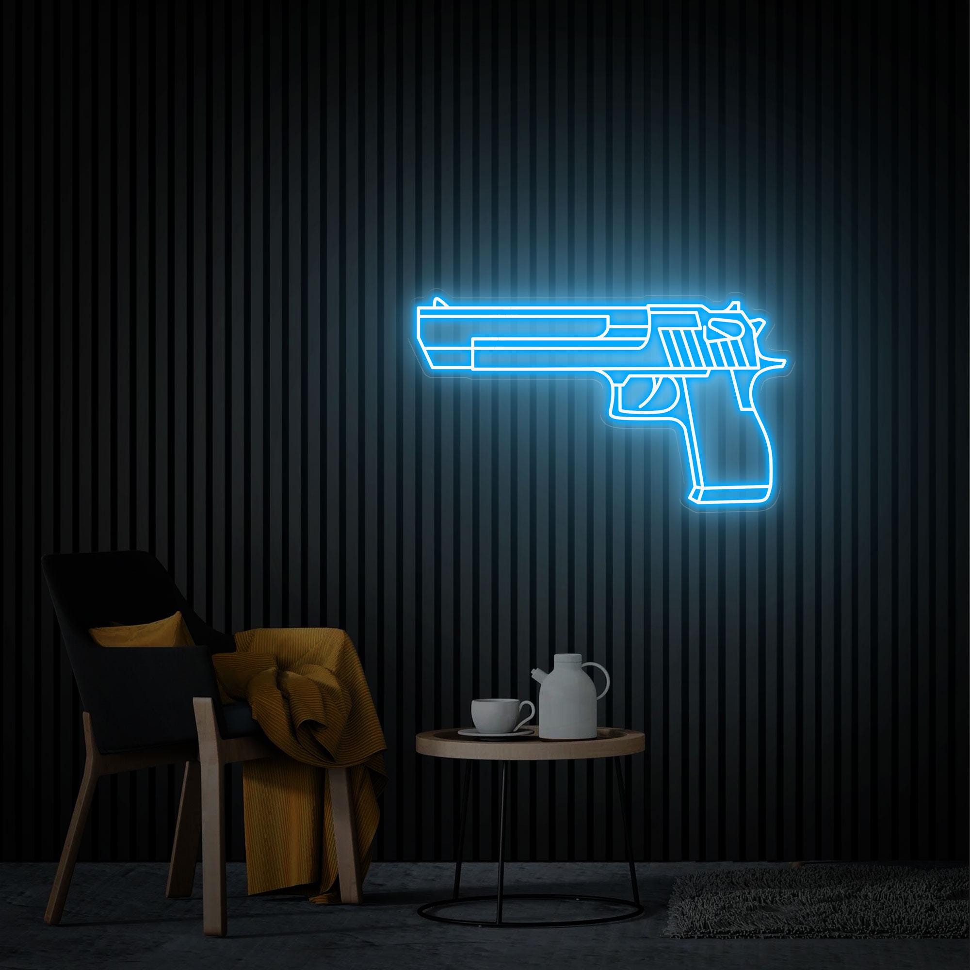 Gun Neon Sign, Pistol Led Neon Light for Game Room Wall Decor, Custom Weapon Light Sign, Neon Wall Art, Home Decor Gift For Boyfriend