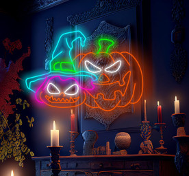 Neon Halloween Pumpkin Sign, Haunted House Neon Decor, Unique Halloween Neon Sign, Orange Neon Pumpkin Light, Neon Halloween Decorations