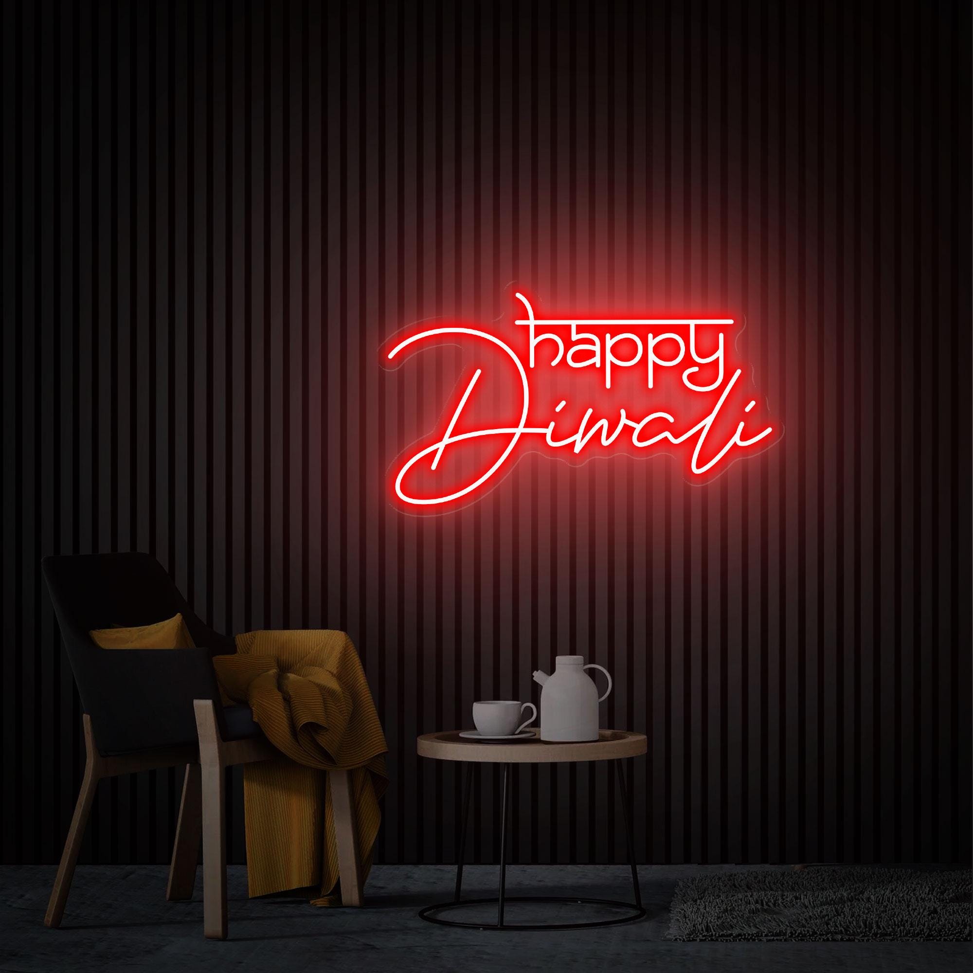 Happy Diwali Neon Sign, Diwali Neon Wall Art, Diya Diwali LED Lights, Hindu Festival Of Lights, Custom Neon Sign Shubh Diwali Festival Light