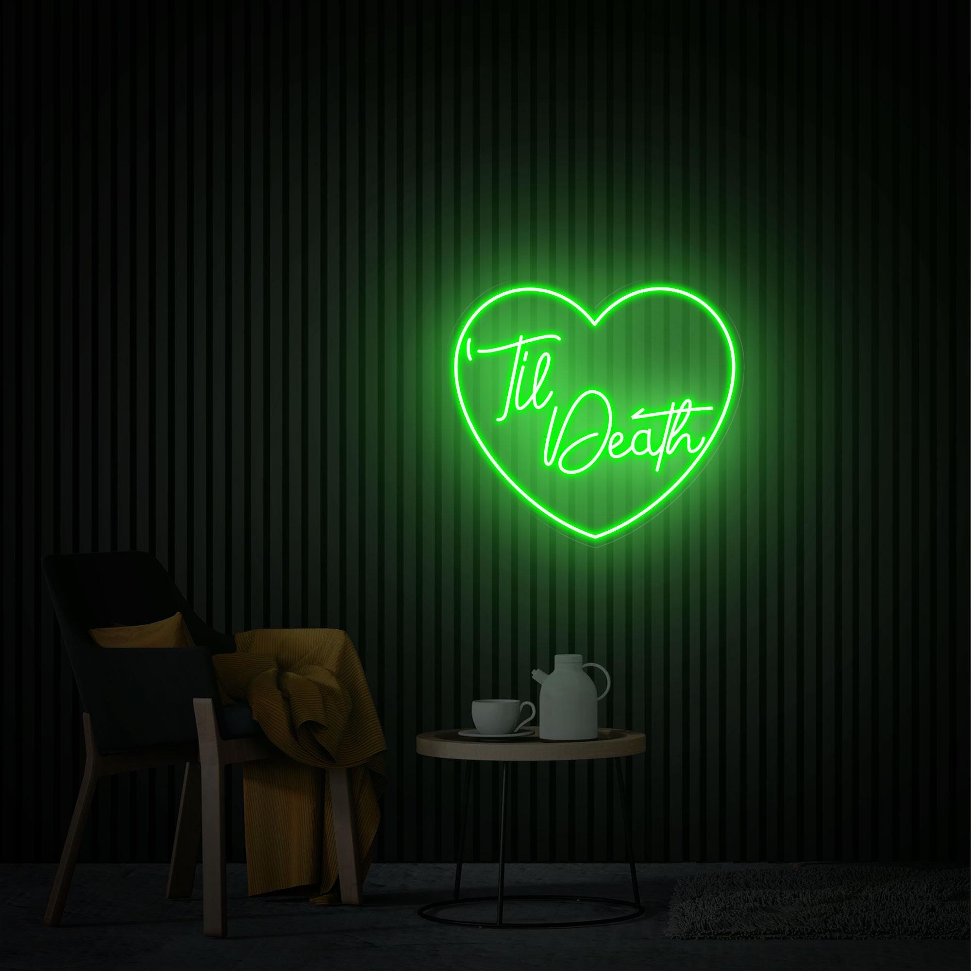Til Death Heart Neon Sign, Custom Wedding Sign, Wedding Backdrop, Home Wall Decor Personalized Gift, Neon Wall Art, Gothic Wedding Neon Sign
