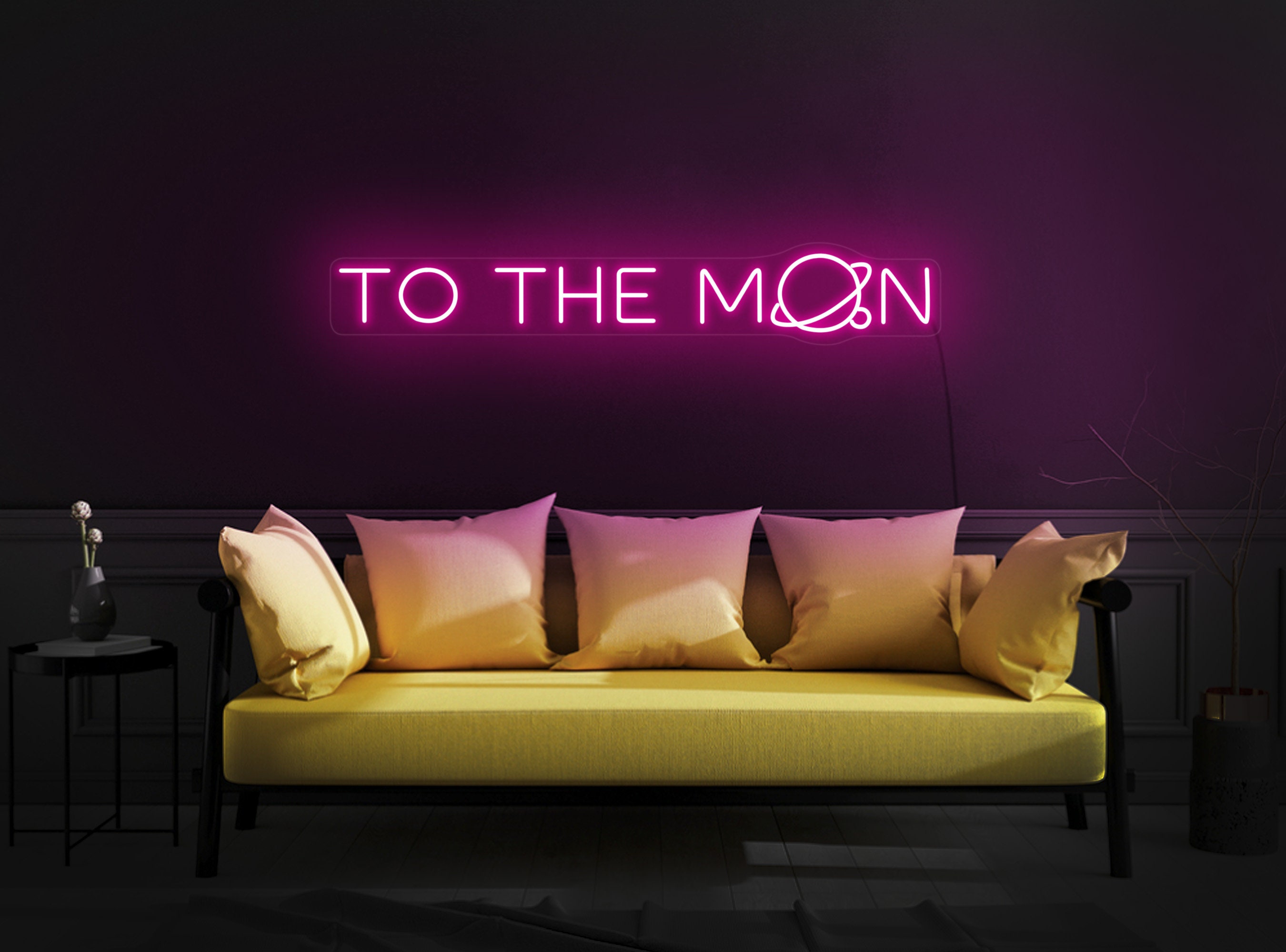 To The Moon Neon Sign, To The Moon Led Sign, Moon Neon Light, To The Moon Light, Quote Neon Sign, Aesthetic Neon Sign, Neon Sign Wall Decor